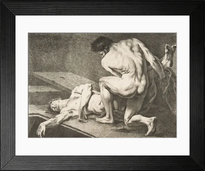 Framed Print : An Academie': One Man Lifting the Legs of Another Man, 1742-43 Framed Print : An Academie': One Man Lifting the Legs of Another Man, 1742-43