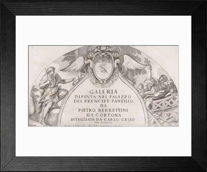 Framed Print : Title page to Galleria Dipinta nel Palazzo del Prencipe Panfilio after the ceiling f Framed Print : Title page to Galleria Dipinta nel Palazzo del Prencipe Panfilio after the ceiling f