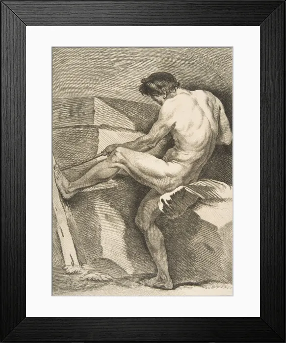 Framed Print : An Academie': Man Pulling a Cord, 1742-43. Creator: Carle van Loo Framed Print : An Academie': Man Pulling a Cord, 1742-43. Creator: Carle van Loo