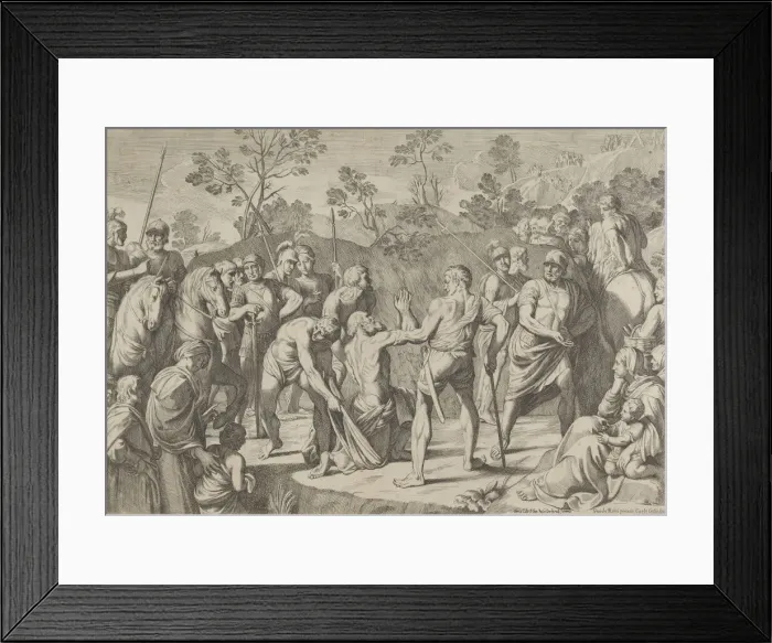 Framed Print : Saint Andrew kneeling in prayer as he is led to the cross, after Reni, 1650-80 Framed Print : Saint Andrew kneeling in prayer as he is led to the cross, after Reni, 1650-80