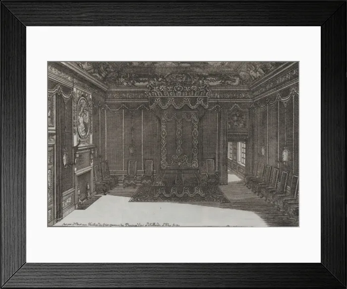 Framed Print : Interior with a Canopy Bed and a Row of Chairs Lining the Walls, from No Framed Print : Interior with a Canopy Bed and a Row of Chairs Lining the Walls, from No