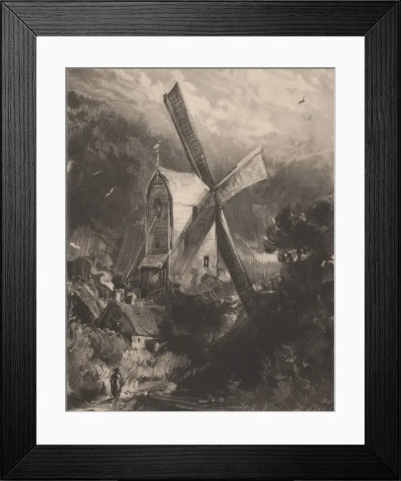 Framed Print : Mill Near Brighton, 1829. Creator: David Lucas Framed Print : Mill Near Brighton, 1829. Creator: David Lucas