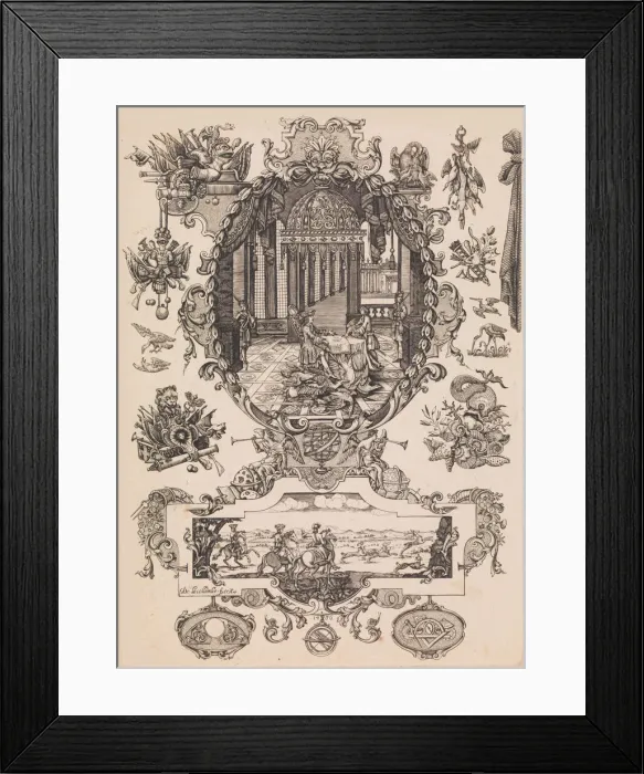 Framed Print : Plate twelve from Nouveavx Desseins D Arquebvseries, dated 1736. Creator: de La Collombe Framed Print : Plate twelve from Nouveavx Desseins D Arquebvseries, dated 1736. Creator: de La Collombe