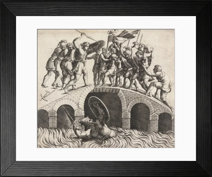Framed Print : Horatio Cocles Saving Himself by Swimming, 16th century. Creator: Diana Mantuana Framed Print : Horatio Cocles Saving Himself by Swimming, 16th century. Creator: Diana Mantuana