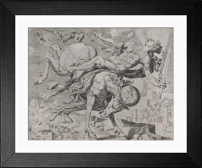 Framed Print : The World Disposing of Justice, from The Unrestrained World, plate 1, 1550 Framed Print : The World Disposing of Justice, from The Unrestrained World, plate 1, 1550