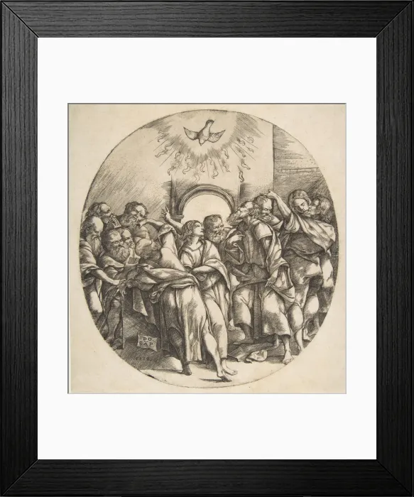 Framed Print : The Holy Spirit as a bird descending with spread wings at top center Framed Print : The Holy Spirit as a bird descending with spread wings at top center