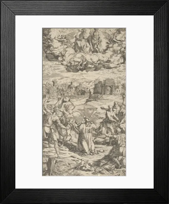 Framed Print : The Stoning of Saint Stephen, 16th century. Creator: Domenico del Barbiere Framed Print : The Stoning of Saint Stephen, 16th century. Creator: Domenico del Barbiere