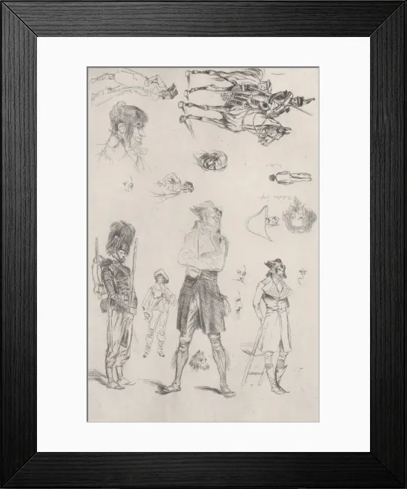 Framed Print : Sheet of sketches (Feuille de Croquis), 1868. Creator: Jean Baptiste Edouard Detaille Framed Print : Sheet of sketches (Feuille de Croquis), 1868. Creator: Jean Baptiste Edouard Detaille