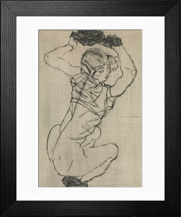 Framed Print : Squatting Woman, 1914. Creator: Egon Schiele Framed Print : Squatting Woman, 1914. Creator: Egon Schiele