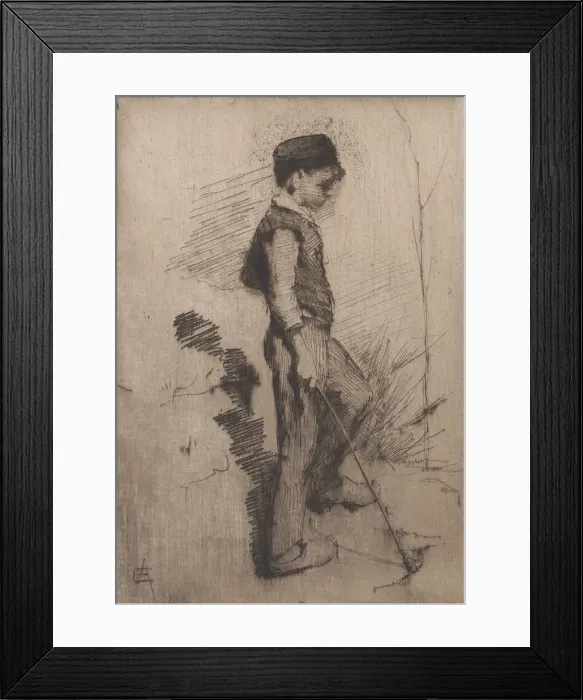 Framed Print : Boy with a Stick, 1881-83. Creator: Elizabeth Adela Forbes Framed Print : Boy with a Stick, 1881-83. Creator: Elizabeth Adela Forbes