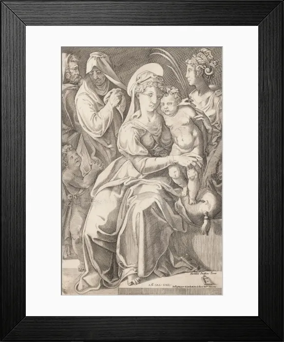 Framed Print : The Holy Family with St. Anne and St. Catherine, 1542, published 1627-50 Framed Print : The Holy Family with St. Anne and St. Catherine, 1542, published 1627-50