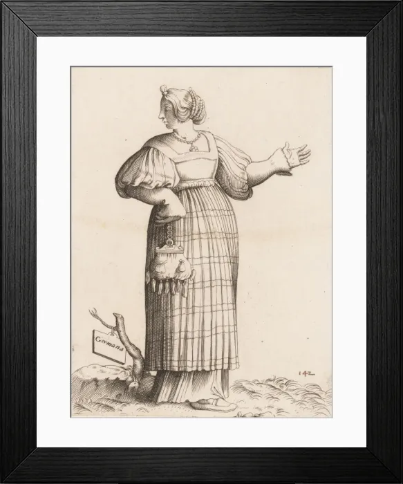 Framed Print : Costume Plate: Woman from Germany, ca. 1558-70. Creator: Unknown Framed Print : Costume Plate: Woman from Germany, ca. 1558-70. Creator: Unknown