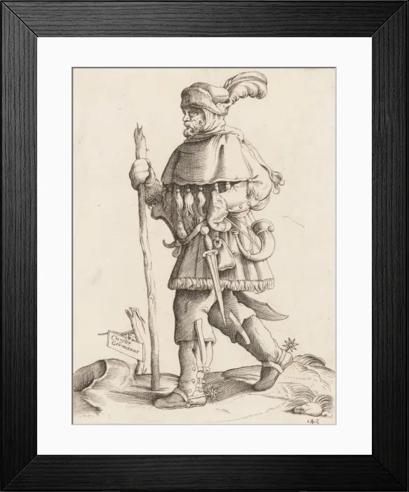 Framed Print : Costume Plate: German Messenger, ca. 1558-70. Creator: Unknown Framed Print : Costume Plate: German Messenger, ca. 1558-70. Creator: Unknown