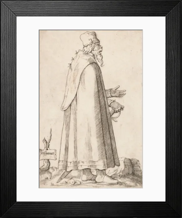 Framed Print : Costume Plate: Bearded Man from Spain, ca. 1557-58. Creator: Unknown Framed Print : Costume Plate: Bearded Man from Spain, ca. 1557-58. Creator: Unknown