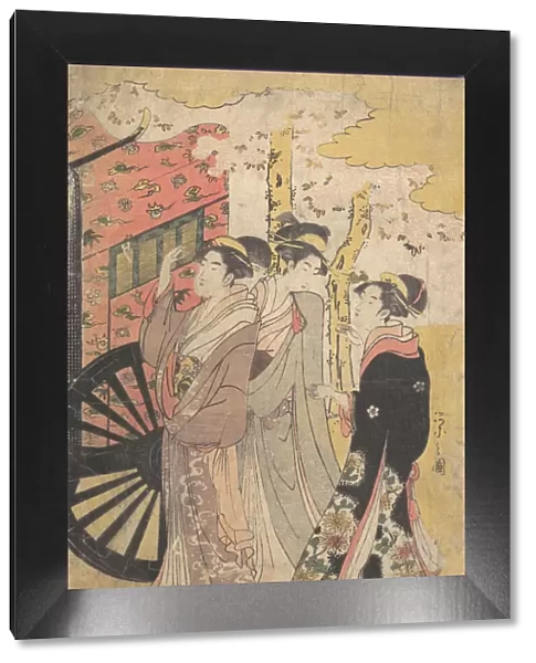 Lady in a Court Carriage Viewing Cherry Blossoms, ca. 1796 (Kansei 8)