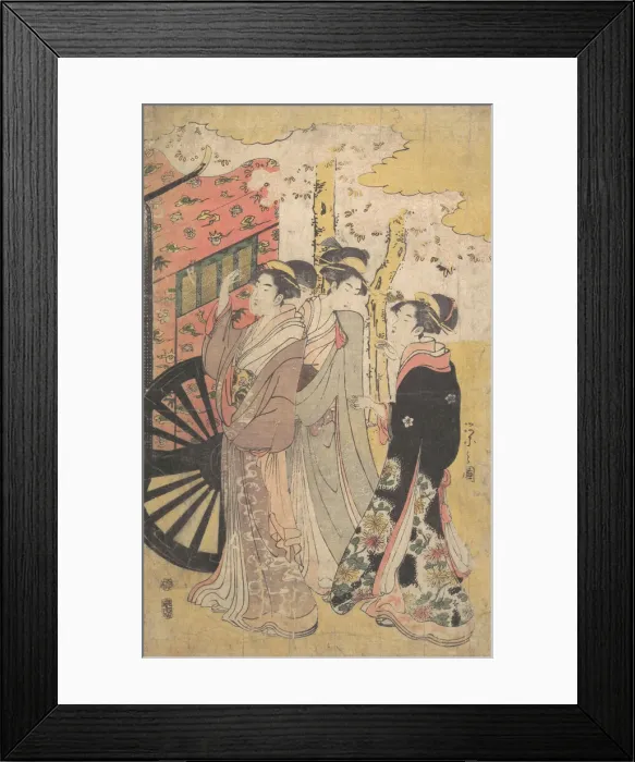 Framed Print : Lady in a Court Carriage Viewing Cherry Blossoms, ca. 1796 (Kansei 8) Framed Print : Lady in a Court Carriage Viewing Cherry Blossoms, ca. 1796 (Kansei 8)