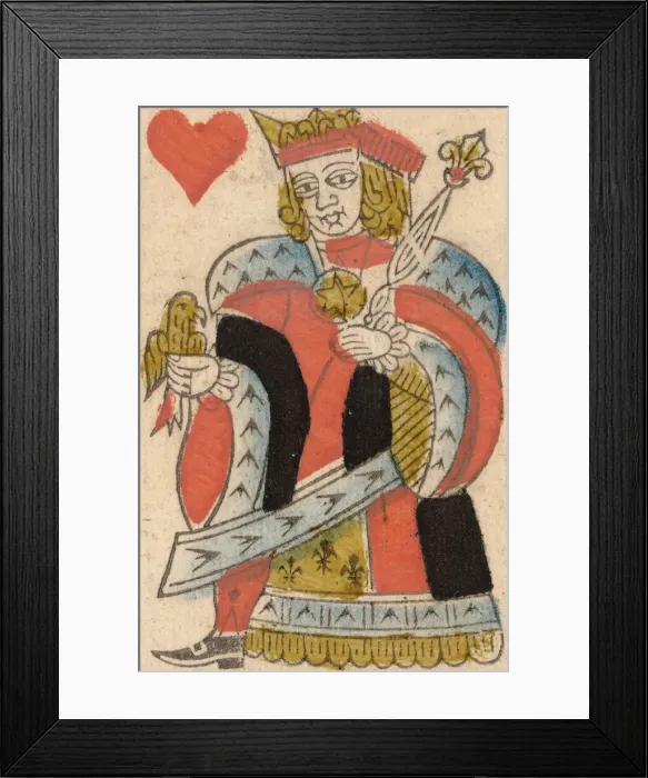 Framed Print : King of Hearts, from a Set of Piquet Cards, late 18th-19th century Framed Print : King of Hearts, from a Set of Piquet Cards, late 18th-19th century