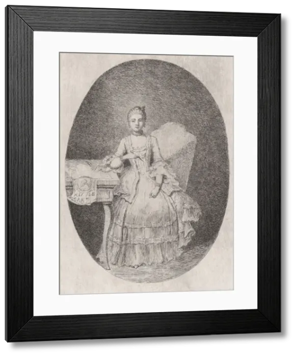 Framed Print : Portrait of Marguerite Le Comte, 1764. Creator: Claude Henri Watelet Framed Print : Portrait of Marguerite Le Comte, 1764. Creator: Claude Henri Watelet