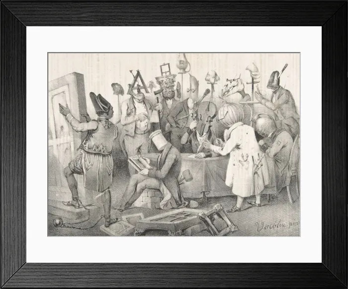 Framed Print : Fameux Jury de Peinture. Salon de 1841, March 20, 1841. Creator: Clement Pruche Framed Print : Fameux Jury de Peinture. Salon de 1841, March 20, 1841. Creator: Clement Pruche