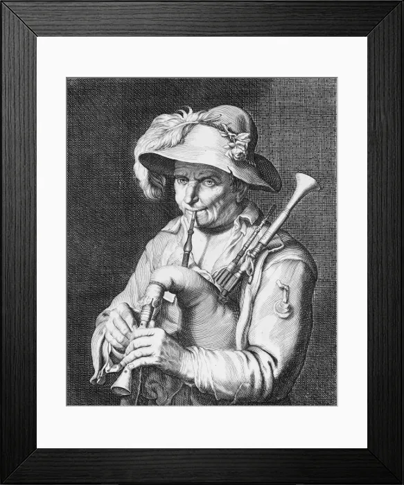 Framed Print : Man Playing Bagpipe, 17th century. Creator: Cornelis Bloemaert Framed Print : Man Playing Bagpipe, 17th century. Creator: Cornelis Bloemaert