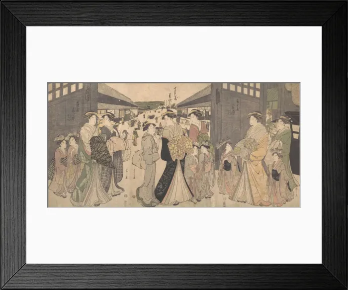 Framed Print : Oiran and Attendants at the O Mon or Great Gate of the Yoshiwara, ca. 1794 Framed Print : Oiran and Attendants at the O Mon or Great Gate of the Yoshiwara, ca. 1794