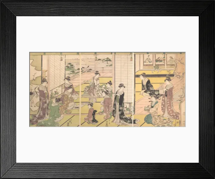 Framed Print : Honoring the Three Gods of Poetry: Women Composing Poems, ca. 1792. Creator: Hosoda Eishi Framed Print : Honoring the Three Gods of Poetry: Women Composing Poems, ca. 1792. Creator: Hosoda Eishi