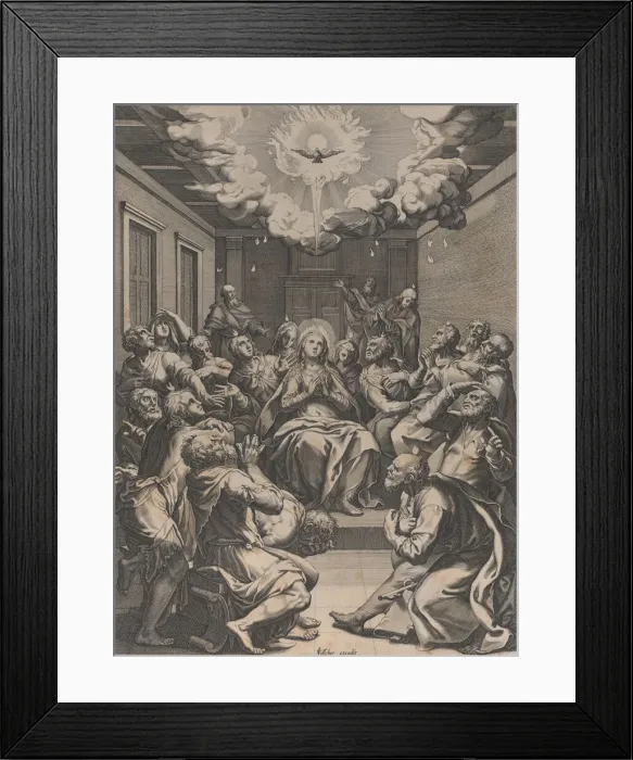 Framed Print : The Pentecost, 1574. Creator: Claes Jansz Visscher Framed Print : The Pentecost, 1574. Creator: Claes Jansz Visscher