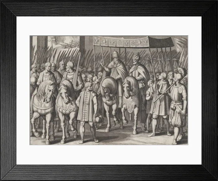 Framed Print : Plate 3: Charles V Crowned Emperor entering Rome with the Pope Framed Print : Plate 3: Charles V Crowned Emperor entering Rome with the Pope