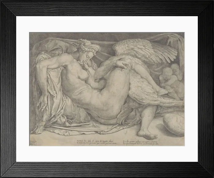 Framed Print : Leda and the Swan, 1544-66. Creator: Cornelis Bos Framed Print : Leda and the Swan, 1544-66. Creator: Cornelis Bos
