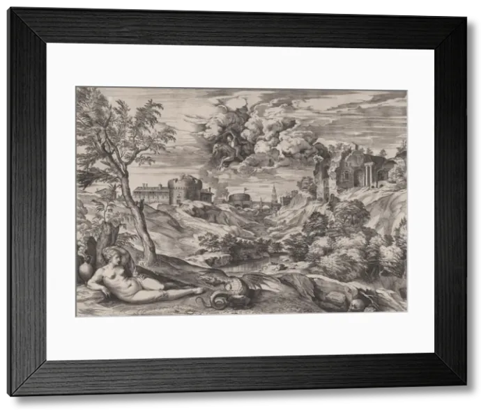 Framed Print : Ruggiero Rescuing Angelica, 1565. Creator: Cornelis Cort Framed Print : Ruggiero Rescuing Angelica, 1565. Creator: Cornelis Cort