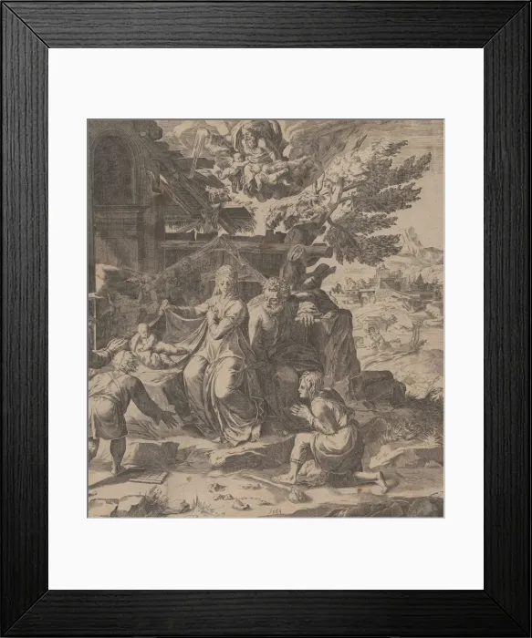 Framed Print : The Adoration of the Shepherds, 1569. Creator: Cornelis Cort Framed Print : The Adoration of the Shepherds, 1569. Creator: Cornelis Cort