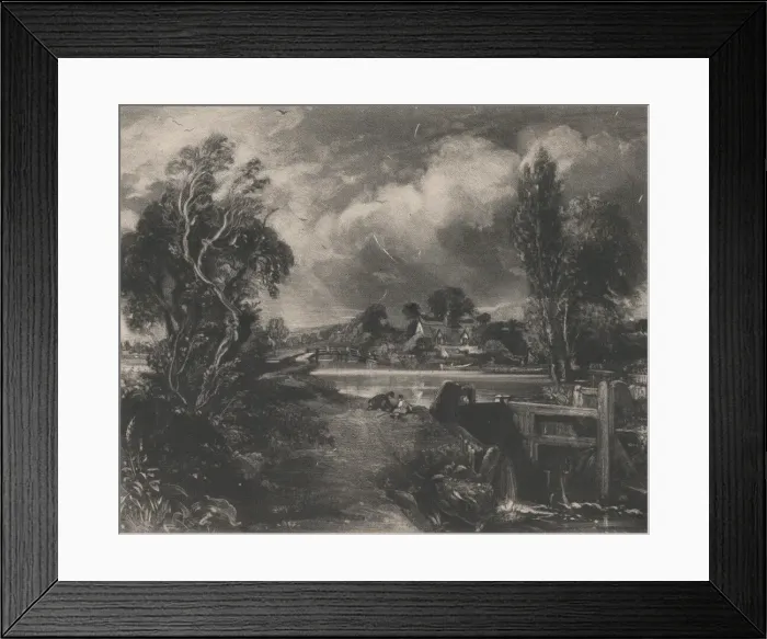 Framed Print : A Lock on the Stour, 1830. Creator: David Lucas