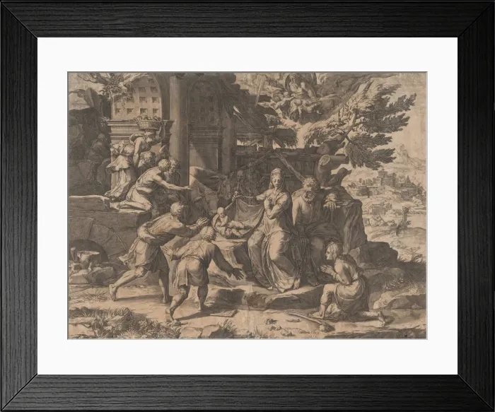 Framed Print : The Adoration of the Shepherds, 1569. 1569. Creator: Cornelis Cort Framed Print : The Adoration of the Shepherds, 1569. 1569. Creator: Cornelis Cort