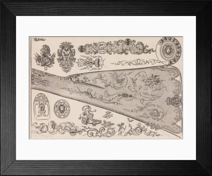 Framed Print : Plate seven from Nouveavx Desseins D Arquebvseries, ca. 1705-30. Creator: de La Collombe Framed Print : Plate seven from Nouveavx Desseins D Arquebvseries, ca. 1705-30. Creator: de La Collombe