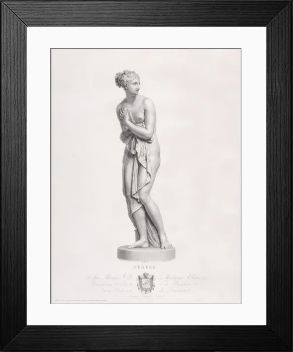 Framed Print : Venus, frontal view. from Oeuvre de Canova: Recueil de Statues... 1817 Framed Print : Venus, frontal view. from Oeuvre de Canova: Recueil de Statues... 1817