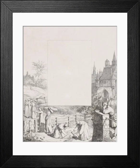 Framed Print : Plate 5: women collecting plants and carrying them over their heads Framed Print : Plate 5: women collecting plants and carrying them over their heads