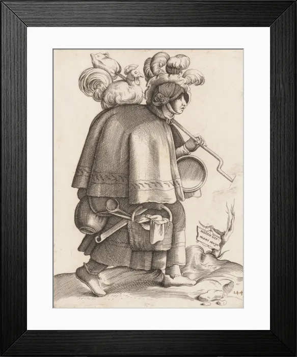 Framed Print : Costume Plate: Wife of a Warrior from Germany, ca. 1558-70. Creator: Unknown Framed Print : Costume Plate: Wife of a Warrior from Germany, ca. 1558-70. Creator: Unknown