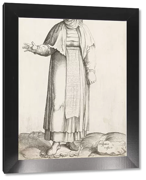 Costume Plate: Hispana Rustica (with label on rock), ca. 1557-58. Creator: Enea Vico