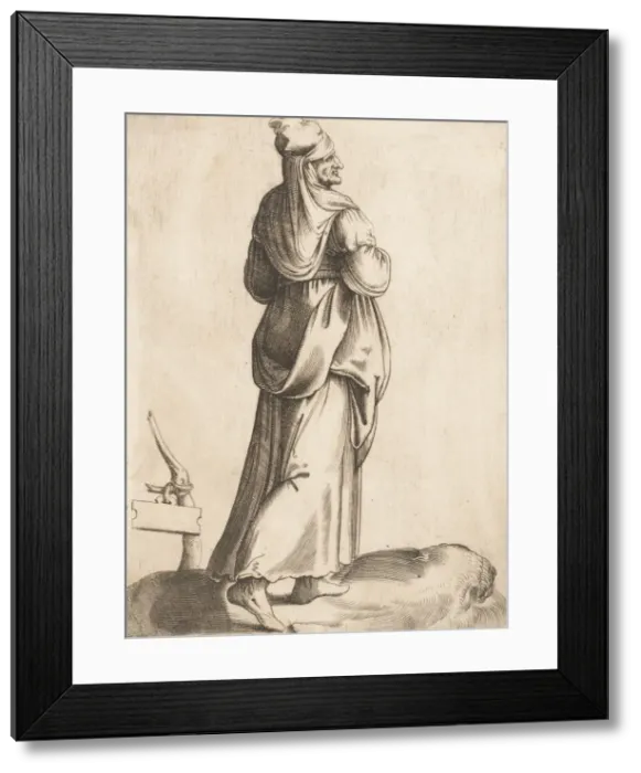 Framed Print : Costume Plate: Peasant Woman from Spain, ca. 1555-58. Creator: Enea Vico Framed Print : Costume Plate: Peasant Woman from Spain, ca. 1555-58. Creator: Enea Vico