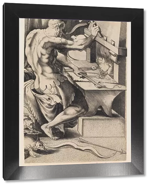 Venus at her Toilette, and Vulcan Working at His Forge, ca. 1546. Creator: Enea Vico