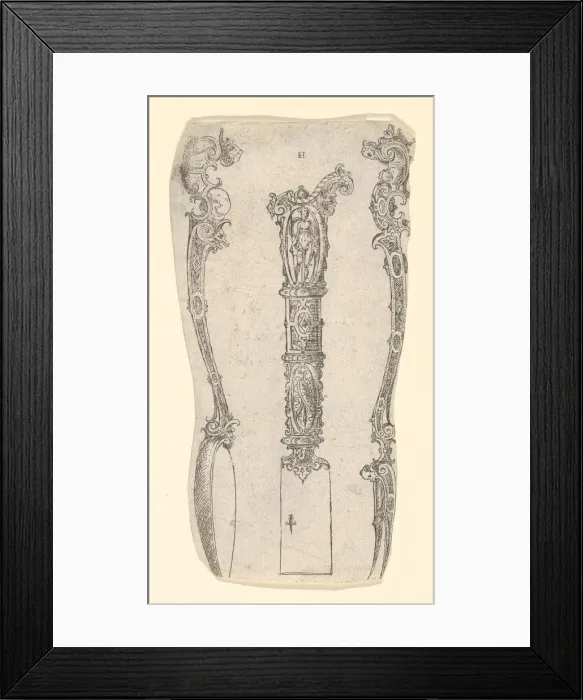Framed Print : Design for a Knife, Spoon, and Fork, 1560-70. Creator: Erasmus Hornick Framed Print : Design for a Knife, Spoon, and Fork, 1560-70. Creator: Erasmus Hornick