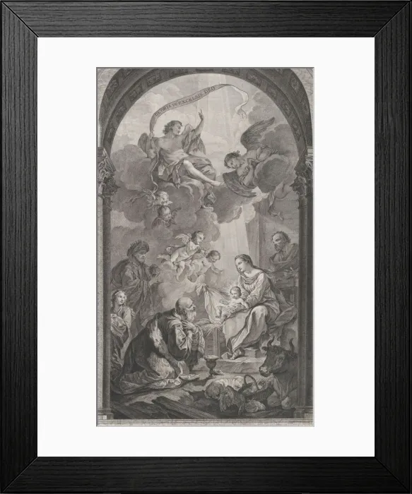 Framed Print : The Chapel of the Enfants-Trouves in Paris: Les Rois mages Gaspard et Melchior adorant l'E... 1752. Creator: Etienne Fessard Framed Print : The Chapel of the Enfants-Trouves in Paris: Les Rois mages Gaspard et Melchior adorant l'E... 1752. Creator: Etienne Fessard