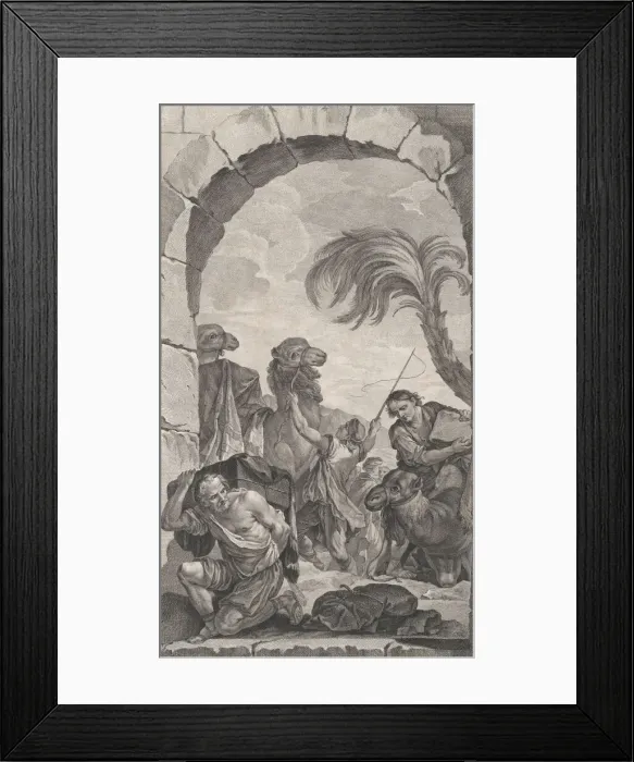 Framed Print : The Chapel of the Enfants-Trouves in Paris: La Suite des rois mages: chameliers et porteur... 1756. Creator: Etienne Fessard Framed Print : The Chapel of the Enfants-Trouves in Paris: La Suite des rois mages: chameliers et porteur... 1756. Creator: Etienne Fessard