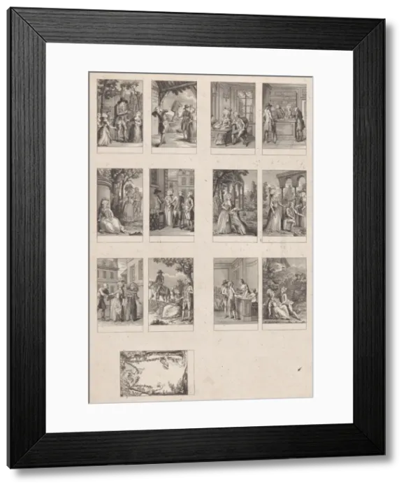 Framed Print : Sheet of 13 subjects for an Almanac, ca. 1780. Creator: Dorgez Framed Print : Sheet of 13 subjects for an Almanac, ca. 1780. Creator: Dorgez