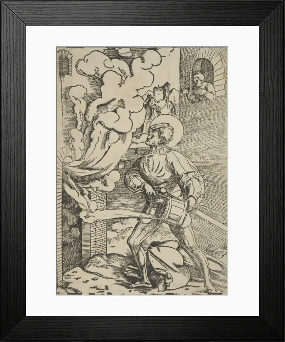 Framed Print : Saint Florian (restrike). Creator: Hans Schaufelein the Elder Framed Print : Saint Florian (restrike). Creator: Hans Schaufelein the Elder