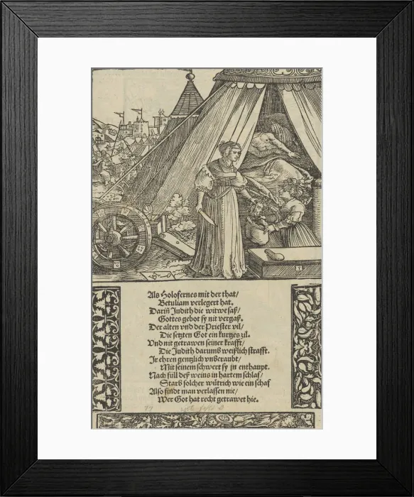 Framed Print : Judith with the Head of Holophernes, from Das Büchle Memorial, 1533 Framed Print : Judith with the Head of Holophernes, from Das Büchle Memorial, 1533