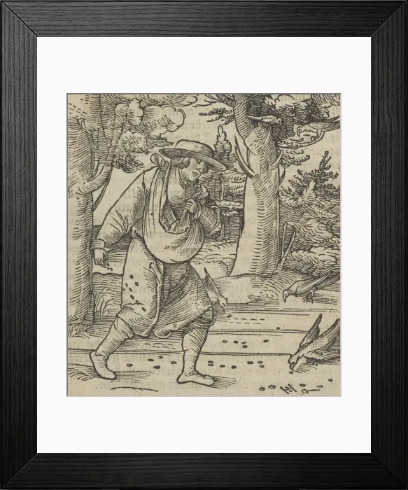 Framed Print : The Birds Eating the Seeds of the Sower, from Hymmelwagen auff dem, wer wol lebt... 1517 Framed Print : The Birds Eating the Seeds of the Sower, from Hymmelwagen auff dem, wer wol lebt... 1517