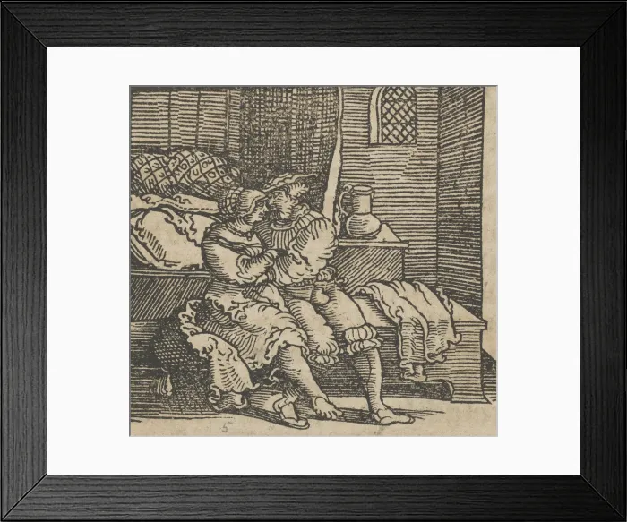 Framed Print : Spinneloccio Locked up in a Chest, on which his Wife and Zeppa are Seated, from Framed Print : Spinneloccio Locked up in a Chest, on which his Wife and Zeppa are Seated, from