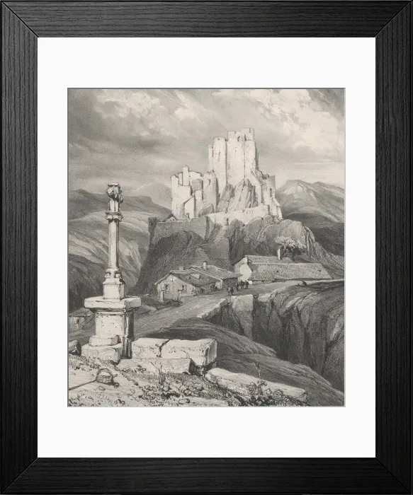 Framed Print : Ruines du Chateau de Bouzols, pres du Puy en Velay, 1831 Framed Print : Ruines du Chateau de Bouzols, pres du Puy en Velay, 1831