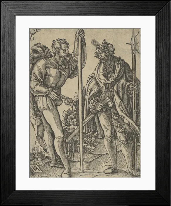 Framed Print : Two Soldiers with Lance and Halberd Conversing, ca. 1515 Framed Print : Two Soldiers with Lance and Halberd Conversing, ca. 1515